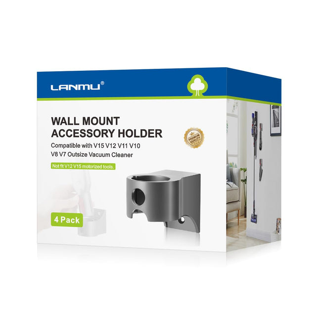 Lanmu 4 Pack Wall Mount Accessory Holder Compatible With Dyson V15 V12 V11 V10 V8 V7 Outsize Gen5 Vacuum Cleaner, Attachments Organizer, Not Fit V12 V15 Motorized Tools