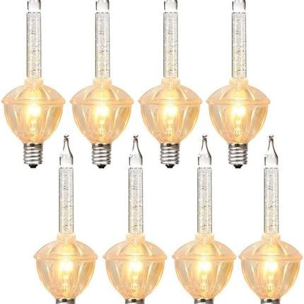 Christmas Bubble Lights, 8 Pack Christmas Clear Bubble Replacement Bulbs with Silver Glitter Liquid C7/E12 Candelabra Base Light Bulbs for Christmas Tree Indoor Outdoor Patio Porch Party Decoration