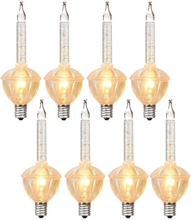 Christmas Bubble Lights, 8 Pack Christmas Clear Bubble Replacement Bulbs with Silver Glitter Liquid C7/E12 Candelabra Base Light Bulbs for Christmas Tree Indoor Outdoor Patio Porch Party Decoration
