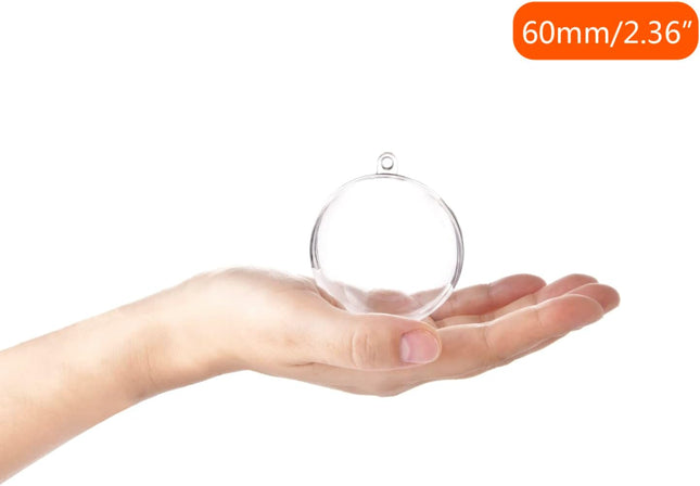 20 Pack Clear Christmas Ornaments, 2.36"/60mm Clear Plastic Fillable Ornaments Ball DIY Christmas Ornaments for Christmas Tree, Holiday, Wedding, Party, Home Décor Party(60MM/2.36")