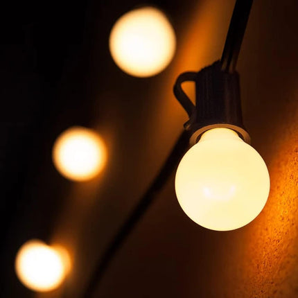 G40 Frosted Replacement Bulbs, 25 Pack 5 Watt G40 Replacement Light Bulbs for String Lights with 12/C7 Candelabra Base, G40 Incandescent Bulbs for Indoor Outdoor Decorative