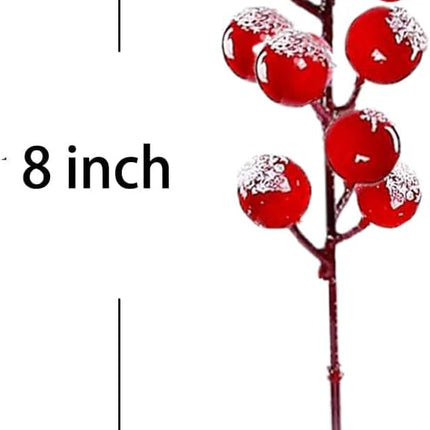 32 Pack Christmas Tree Decoration, 8 Inch Artificial Snowy Red Frosted Berry Stems Christmas Picks Filler for Tree, Holly Berries Christmas Tree Ornaments Xmas Holiday Decor