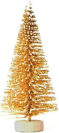 Miniature Pine Trees 8 Pcs Sisal Frosted Christmas Trees Snow-Covered with Wood Base Christmas Tree Set Tabletop Trees for Miniature Scenes, Christmas Crafting and Designing, Mixed Size