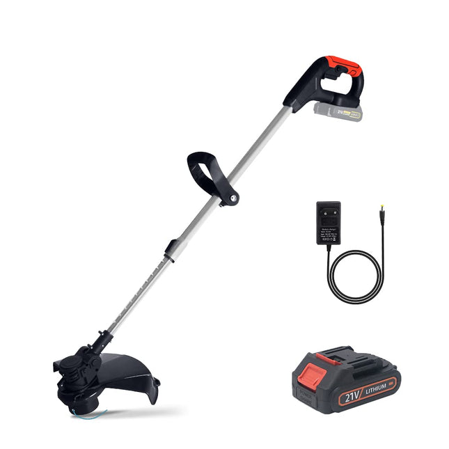 21V Weed Wacker Battery Powered, T TOVIA Cordless String Trimmer & Edger, 10 Inch Electric Weed Eater with 90 Degree Adjustable Head and Loop Handle, Telescoping Shaft, 2.0Ah Battery and Charger