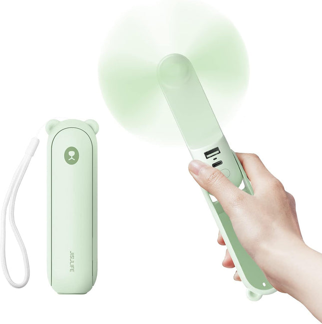 Jisulife Handheld Fan With 4500 Mah Powerbank Max 46 Hours Runtime,Pocket Fan Portable Battery Operated Or Usb Powered Folding