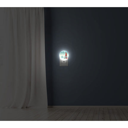 Axayaz Christmas Gnome LED Night Light Winter Snow Mistletoe Tree Snowflake Dusk to Dawn Round Lamp Auto Sensor for Bathroom Hallway Living Room