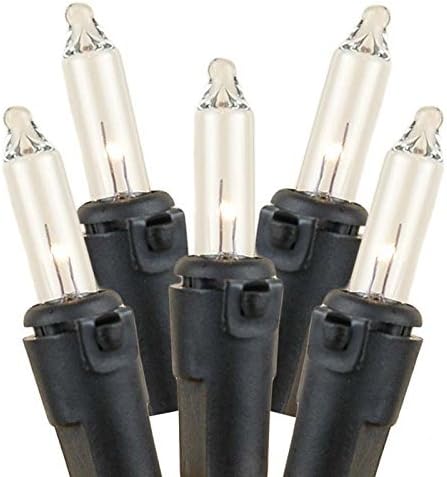 Novelty Lights Clear Incandescent Christmas String Lights - UL Listed Indoor/Outdoor Light Set w/ 100 Mini Bulbs for Christmas Tree, Patio, Wedding Decor, and More - (Black Wire, 22' Long)