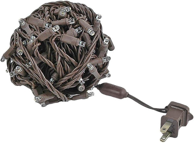 Novelty Lights Warm White LED Christmas String Lights - UL Listed Indoor/Outdoor Light Set w/ 100 Mini Bulbs for Christmas Tree, Patio, Wedding Decor, and More - (Brown Wire, 34' Long)