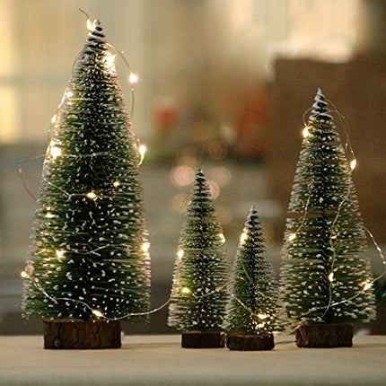 Mini Christmas Tree Snow Frost Sisal Trees Desktop Mini Pine Tree Bottle Brush Trees for Christmas Party Home Decoration(8 Pcs 2 Size: 10/15cm Height)