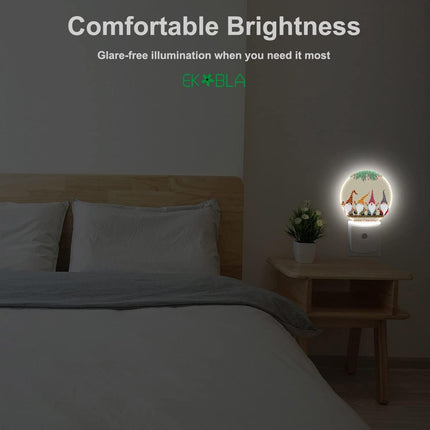 EKOBLA Gnome Night Light Christmas Winter Decorative Santa Elf Snowflakes Plug in Nightlights Home Dusk to Dawn Smart Sensor LED Lamp for Men Women Boys Girls