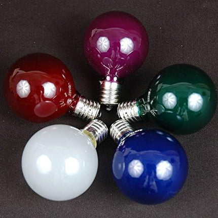 Novelty Lights Incandescent G50 Globe Replacement Bulbs - Outdoor Individual Bulbs For Events, Holiday Parties, Patios, And More - E17/C9 Intermediate Base, 7 Watt Lights (Multi, 25 Pack)