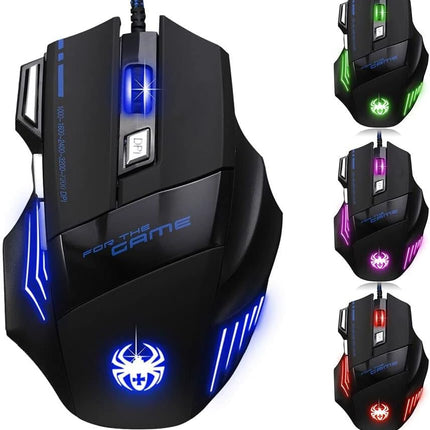 Zelotes Ergonomic 7200 DPI LED Optical Wired Gaming Mouse Mice 7 Buttons Compatible Mac Pro Gamer PC Laptop Desktop Notebook-Black Black(T80)