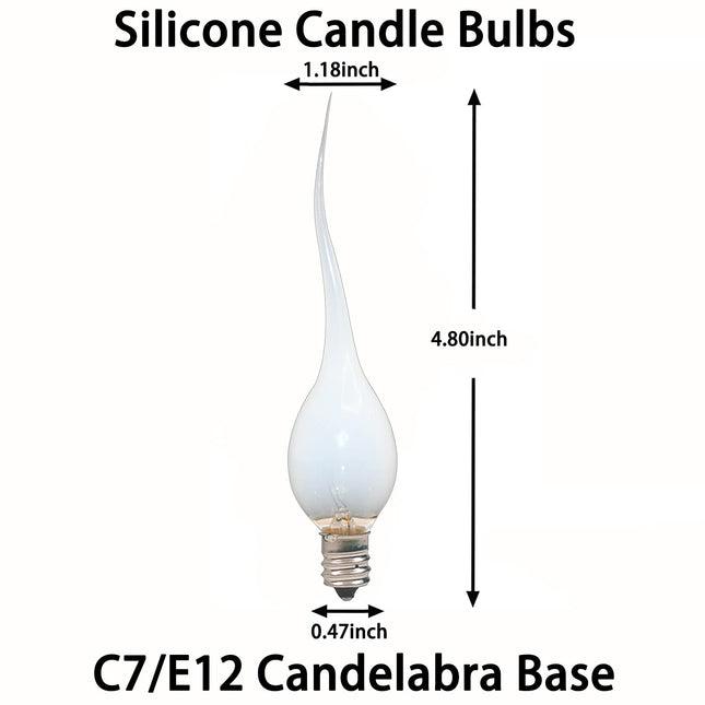 GOOTHY Silicone Dipped Candle Light Bulbs, Clear Silicone 5 Watts Replacement Bulbs for Electric Window Candles Chandeliers Night Light Bulbs Christmas Lights, C7/E12 Candelabra Base, 120V- 12 Pack