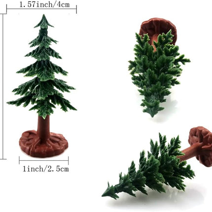 20 PCS Christmas Tree Cake Topper Evergreen Trees Pine Tree Figurines Village Christmas Trees Miniature Trees for Xmas Decor