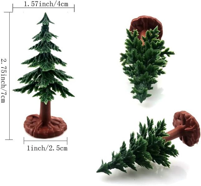 20 PCS Christmas Tree Cake Topper Evergreen Trees Pine Tree Figurines Village Christmas Trees Miniature Trees for Xmas Decor