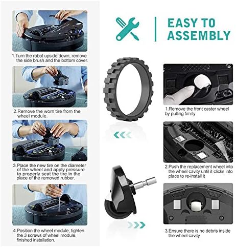 Front Caster Ball Wheel & Drive Wheel Tires Compatible With Irobot Roomba S Series S9 9150 S9+ S9 Plus 9550 Robot Vacuum Cleaner Accessories Parts Front Wheel& 4 Tire