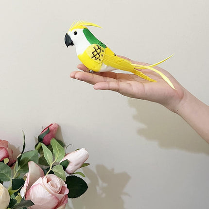 LWINGFLYER 4pcs Clip on Parrot Ornaments Parakeet 6.6inch Artificial Simulation Foam Feather Bird for Christmas Tree Decoration Home Garden Wedding Party Accessories