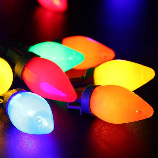 C7 Bulbs Christmas String Lights with Remote - 50 LED 26ft Battery String Lights - Fairy Christmas Lighting for Outdoor Yard Wreath House Party Xmas Tree Christmas Decorations - Multi Color