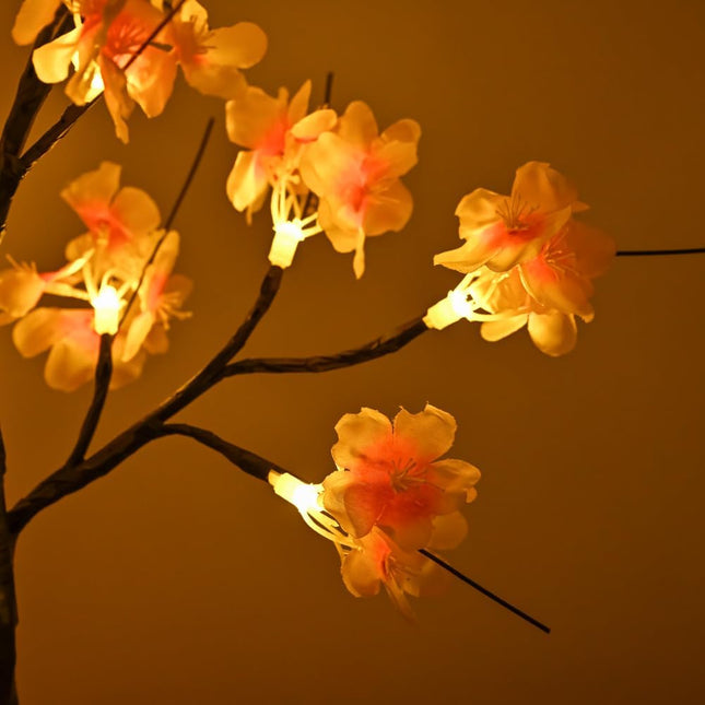 Snokip Peach Blossom Tree Light, 23inch 24LED Lighted Tabletop Lamp, USB Powered Artificial Flower Bonsai Tree Lamp, s for Home Decor Room Office Party Wedding Christmas Decorations