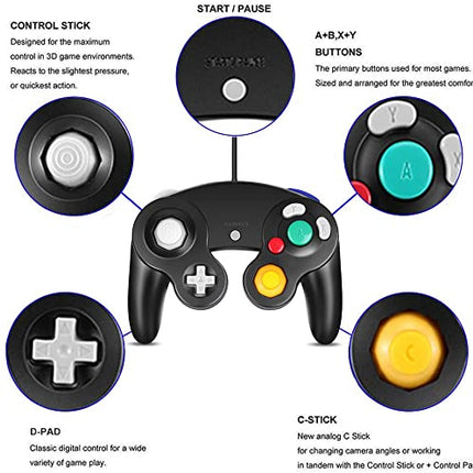 GC Controller, Replacement for Gamecube Controller, Compatible with Wired USB Game Cube Controller/PC Windows 7 8 10 PC (Blue)