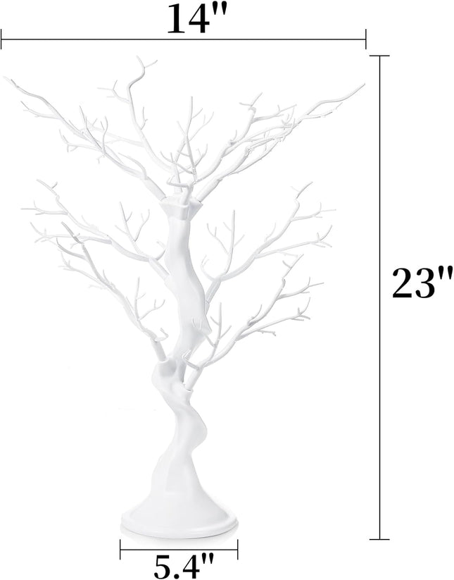 Christmas Artificial Tree Branch, 23 Inch White Manzanita Wedding Centerpiece, Decorative Ornament Display Tree, Tabletop Artificial Tree for Christmas Birthday Party Home Decor