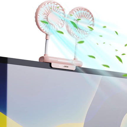 Monitor Fan, Thrrly Desktop Fan With 2 Fan Heads, 3 Speeds 360° Rotatable Office Desk Fan Usb Powered Cooling Fan With Sturdy
