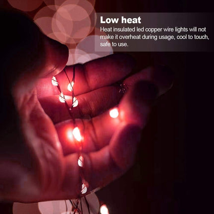 MUMUXI 16 Pack Fairy Lights Battery Operated (Included) 10ft 30 LED Mini String Lights Waterproof Copper Wire Firefly Starry Lights for DIY Wedding Party Mason Jars Christmas Decorations, Red