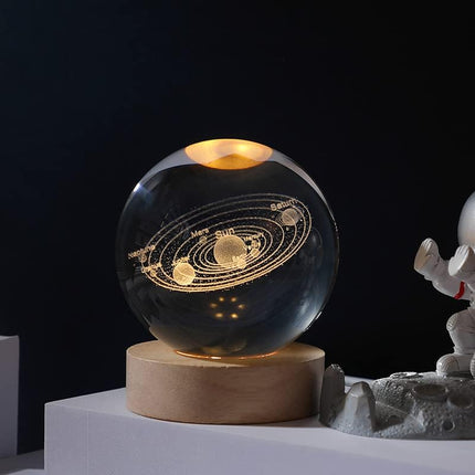 3D Galaxy Crystal Ball Night Light for Kids with Colorful LED Light Base, Color Changing Light with Remote as a Birthday for Teens Boys and Girls, Solar System Model