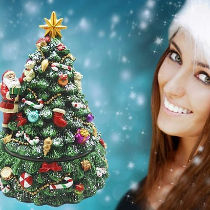Lightahead Musical Revolving Christmas Tree with Santa Claus and Christmas Music Playing in Poly Resin