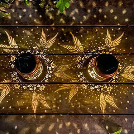 Hummingbird Solar Lantern Outdoor Hanging, Metal Bird Decor Waterproof LED Decorative Light for Garden Patio Yard Lawn Backyard Front Porch, Christmas Thanksgiving Birthday s for Women Mom Grandma
