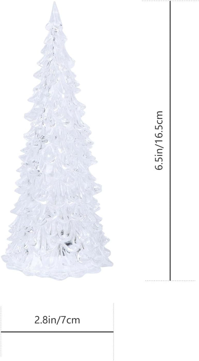 Artibetter Lighted Glass Christmas Tree Figurine 3pcs 7 Color Changing Led Acrylic Holiday Tree Statue Table Top Decor for Xmas Table Centerpieces Window Desk Mantel Fireplace