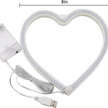 2-Pack Heart Neon Sign, Neon Heart Lights Battery Operated or USB Powered Decoration Lamp, LED Wall Decoration Lights for Bedroom Girl's Room Home Birthday Party Wedding Christmas Décor (Pink & Red)