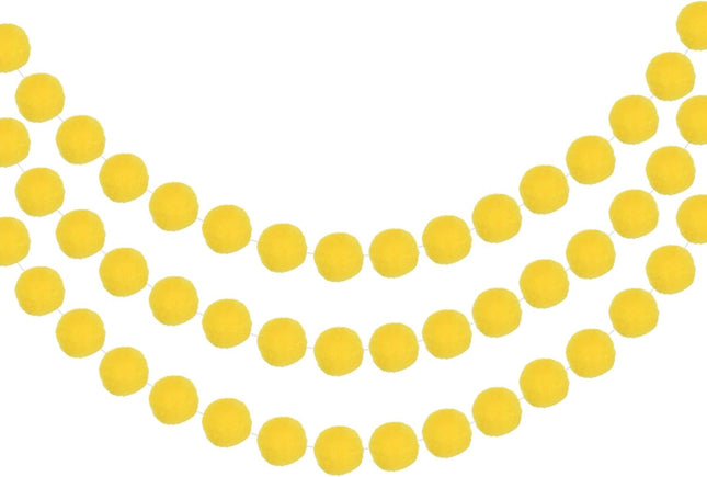 MECCANIXITY 3Pcs Felt Ball Garland Yellow Pom Pom Garland Handing Balls 7.55 Feet Long 20 Balls Party Banner Decor for Christmas Birthday Party Decoration