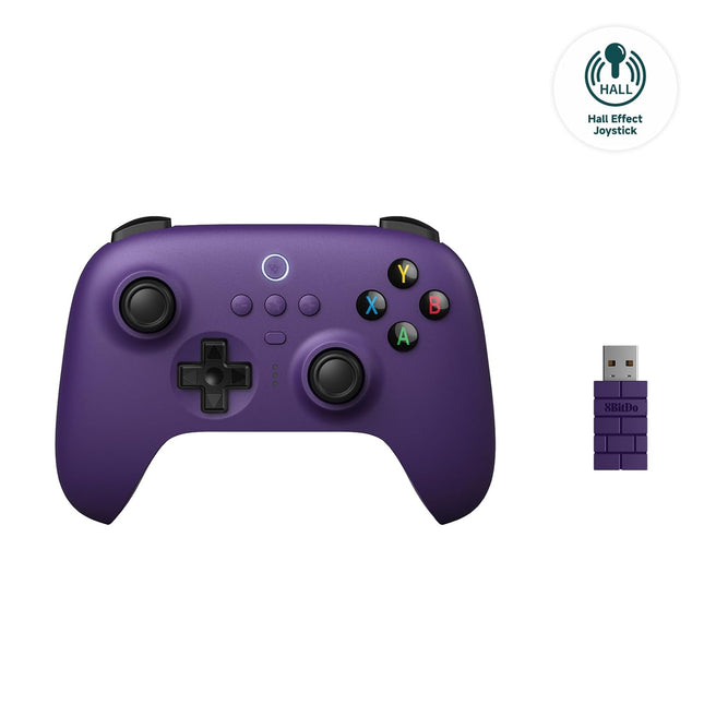 8Bitdo Ultimate 2.4G Wireless Controller, Hall Effect Joystick Update, Gaming Controller with Charging Dock for PC, Android, Steam Deck & Apple, Purple