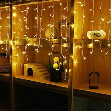 Dopheuor Icicle Fairy Lights 400LED 32.8ft 75Drops 8 Modes Waterproof String Lights for Outdoor Eaves Curtain Christmas Trees Party Decor(Warm White)