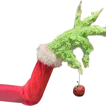 Christmas Elf Body Decorations Elf Arm for Christmas Tree Christmas Thief Stole Furry Green Arm Burlap Pose-able Plush Arm for Tree Tree Topper (Elf Arm)