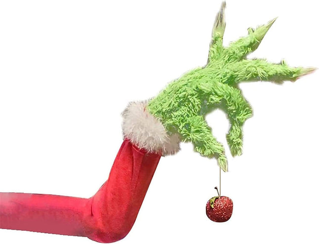 Christmas Elf Body Decorations Elf Arm for Christmas Tree Christmas Thief Stole Furry Green Arm Burlap Pose-able Plush Arm for Tree Tree Topper (Elf Arm)