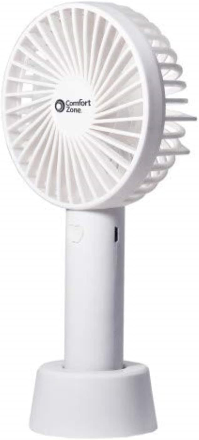Czpf402Wt 4” 3Speed Handheld Rechargeable Fan Lithium Ion Battery Operated, Micro Usb Cable Powerful, Mini Hand Fan Lightweight