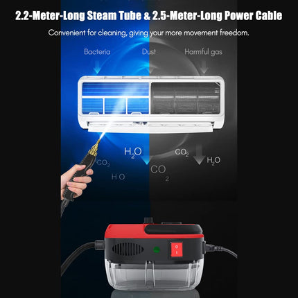 Portable Handheld Steam Cleaner High Temperature Pressurized Steam 2500W Cleaning Machine With Brush Heads Multipurpose Steam Cleaners For Kitchen Furniture Bathroom Car Use