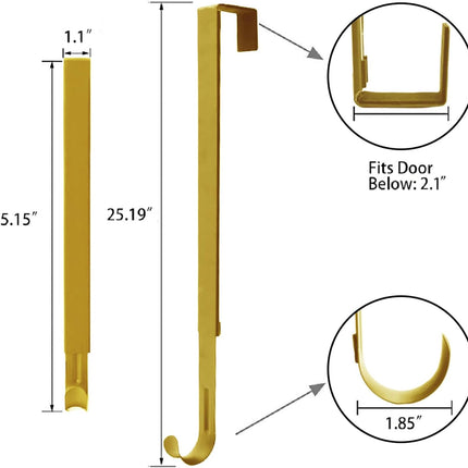 Wreath Door Hanger, Adjustable Wreath Hangers for Front Door from 15 to 25 Inch, Non Scratch Over the Door Hooks, 20lbs Metal Hook Perfect for Heavy Easter Halloween Christmas Wreaths Home Decorations