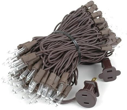 ‎Novelty Lights 34FT 100 Commercial Christmas Lights, Tree Lights Indoor Commercial Grade Incandescent Bulbs With Clear Vintage Filament, Tree Lights Outdoor Mini Lights (Brown Wire)