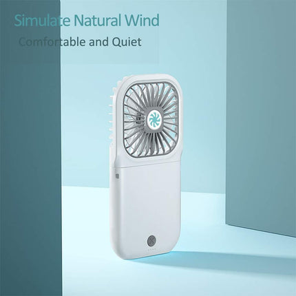 Mini Portable And Foldable Usb Rechargeable Fan With Power Bank, Handheld/Hanging Neck/Desk MultiPurpose Natural Wind Electric