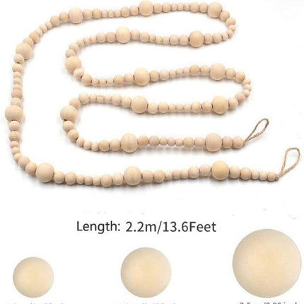 2PCS Wooden Beads Garland 14.4 Feet, Wood , Boho Christmas Tree Hanging Decorations Rustic Farmhouse Home Decor for Wall Table Thanksgiving for Mom