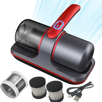 Mattress Vacuum Cleaner, Cordless Handheld Bed Vacuum Cleaner With Hepa Filtration, Effective Cleaning Bed Sheet, Pillow, Quilt, Sofa, Blanket, Carpet Red
