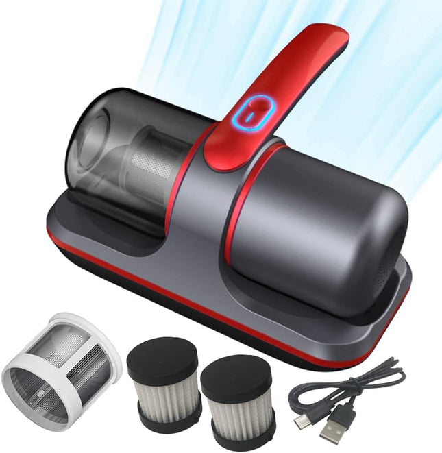 Mattress Vacuum Cleaner, Cordless Handheld Bed Vacuum Cleaner With Hepa Filtration, Effective Cleaning Bed Sheet, Pillow, Quilt, Sofa, Blanket, Carpet Red