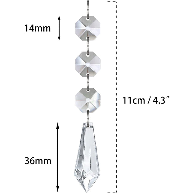 Jishi 30pk Crystal Ornaments for Christmas Tree Decorations, Acrylic Hanging Crystals for Centerpieces Home Decor, Clear Plastic Icicle Prism Drop Pendant w/Crystal Beads for Chandelier Party Supplies
