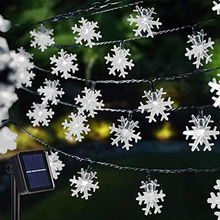 Dazzle Bright 100 LED Solar Christmas Snowflake Lights Outdoor, 39 FT Solar Powered Snowflake String Lights Waterproof for Xmas Tree, Holiday, Wedding Party, Patio Decorations (White)