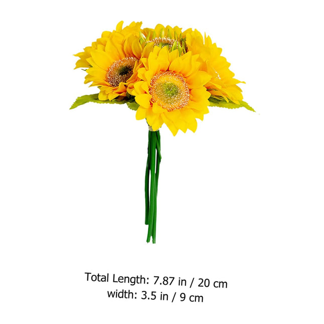 1PC Sunflower Bouquet for Wedding Decor Artificial Bridal Bridesmaid Handheld Floral Arrangement Elegant Yellow Flower Bouquet for Parties Giving