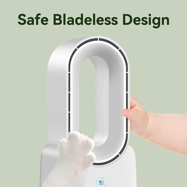 Desk Fan, Quiet Bladeless Fan With Usb Adapter And 5 Colors Led Light, 3 Speeds Stylish 11.8 Inch Table Fan, Small Fan With Touch