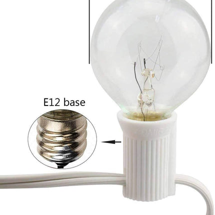 Couah 50FT Outdoor String Lights, 52 Clear Bulbs G40 Clear Globe String Lights Warm Light Bulb Christmas String Lights -5 Watt/120V / E12 Base -White Wire